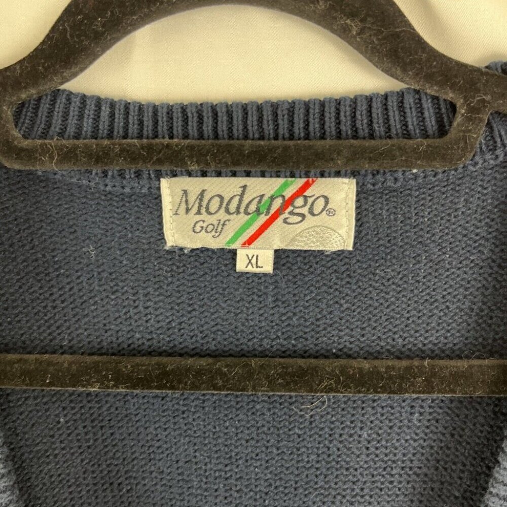 Modango Vintage 90s Cotton Golf Cardigan Sweater Mens Size XL - Picture 3 of 10